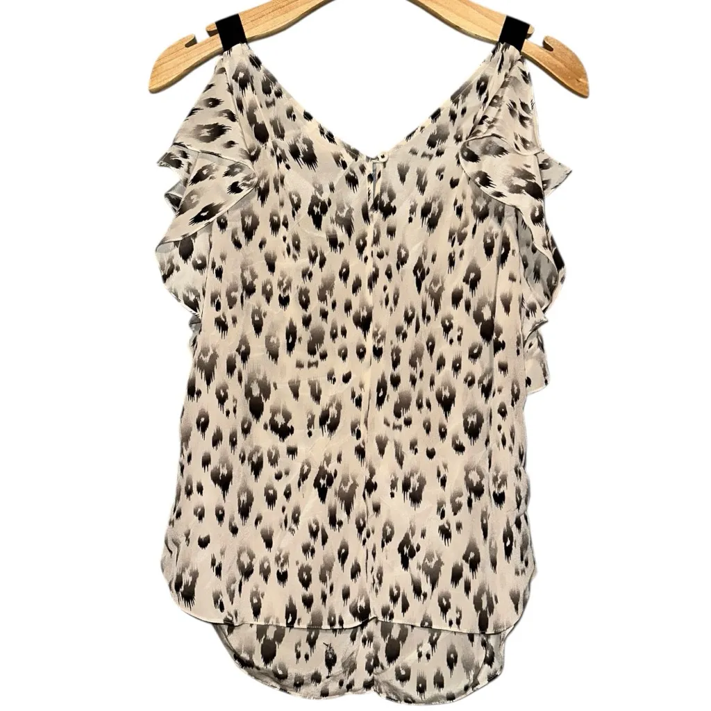 Rebecca Taylor Women’s Size 4 Pale Pink Printed Beaded Sleeveless Silk Top Shirt - Image 2