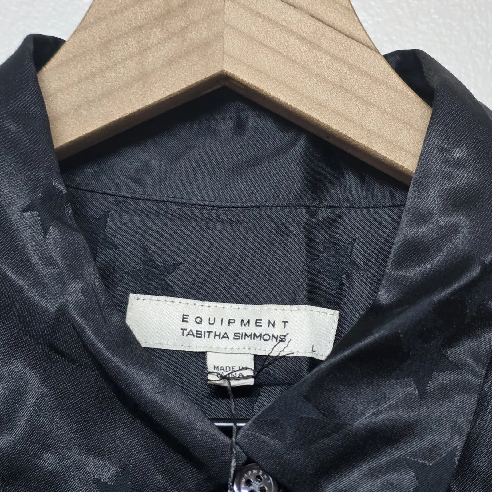 Equipment x Tabitha Simmons Women Black Stars Long Sleeve Button-Down Shirt L - Image 4