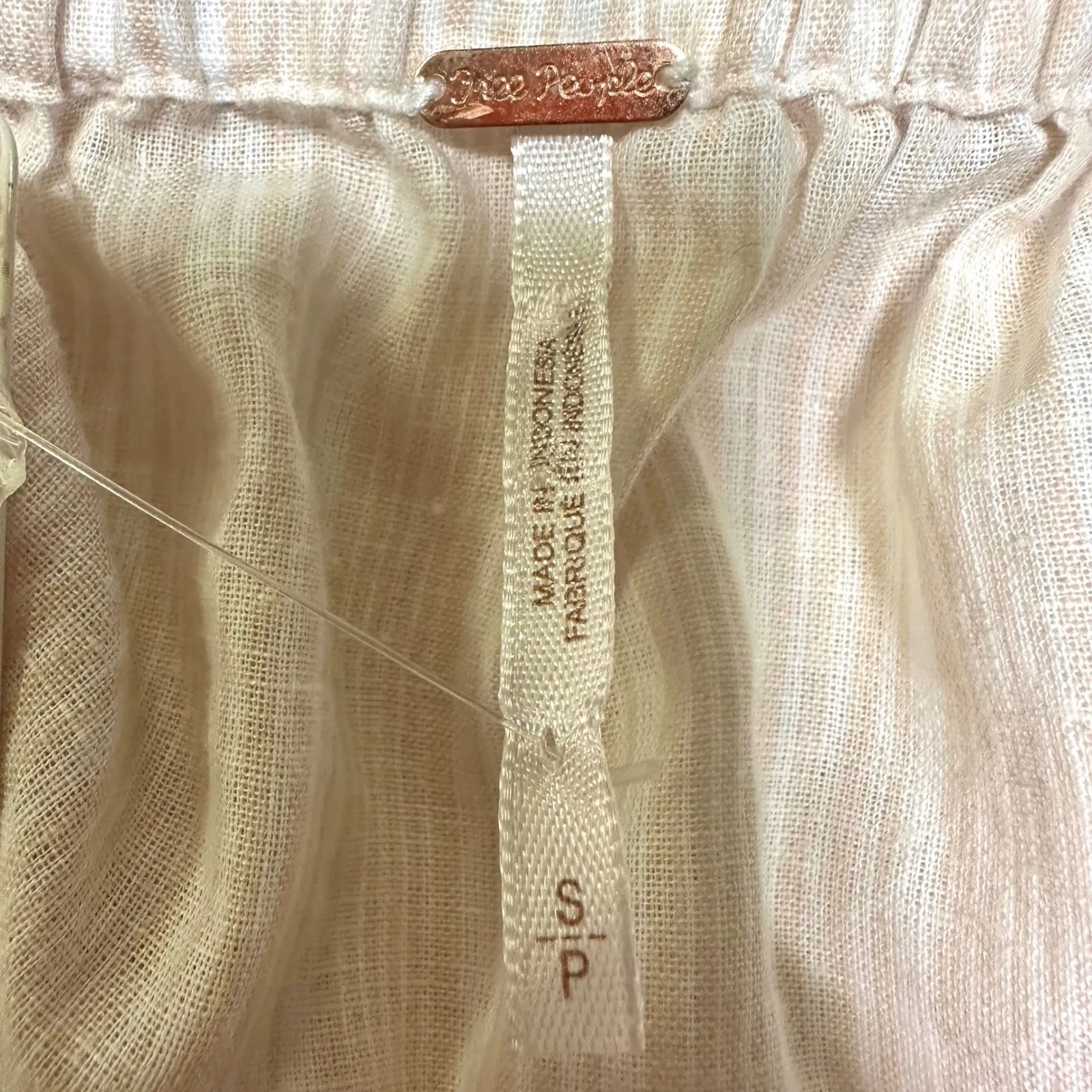 FREE PEOPLE NEW Hello There Beautiful Linen Cotton Striped Bow Blouse Women's S - Image 6