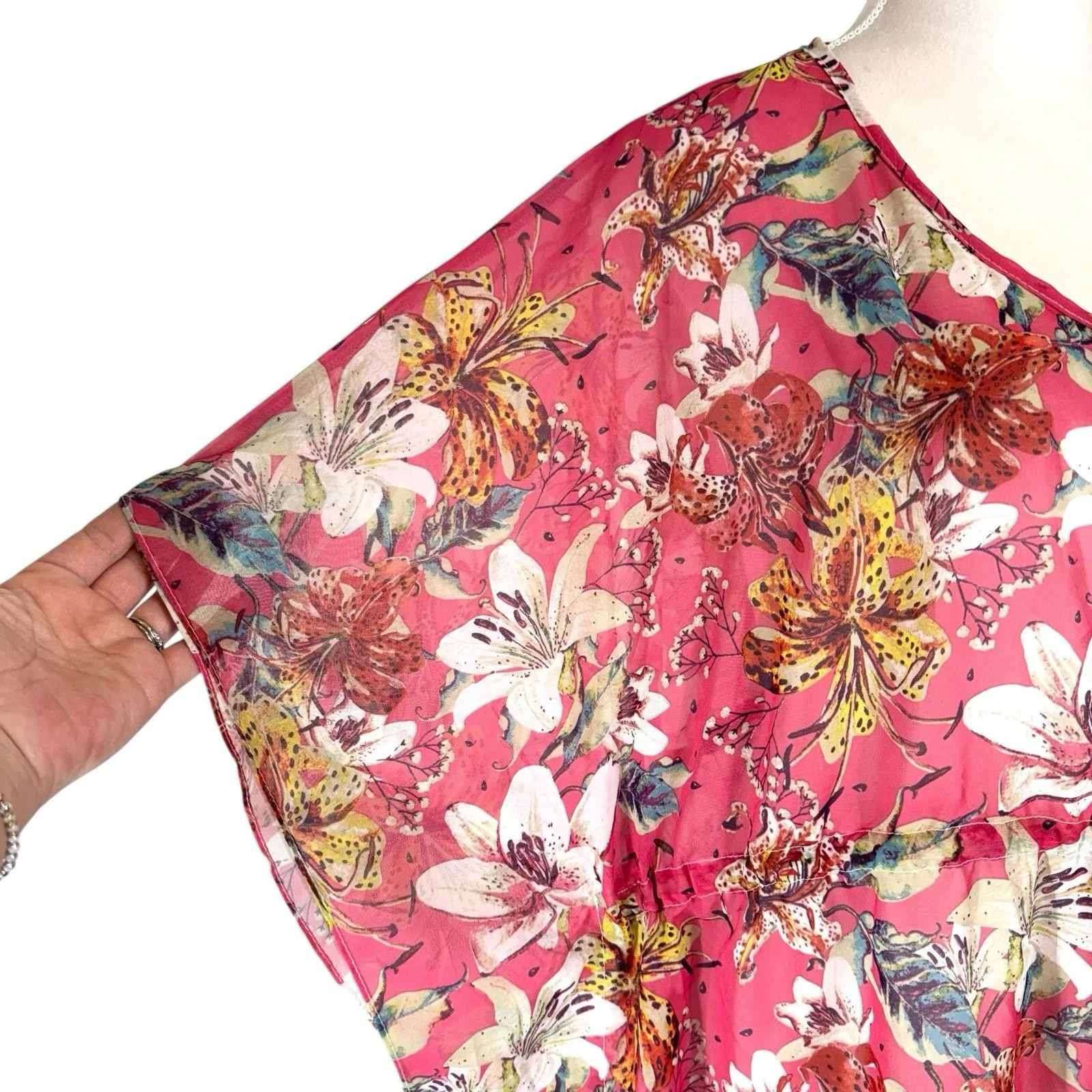 Y2K Sheer Floral Fairy Kimono Cover Up One Size Whimsigoth Festival Hippie NWT - Image 2