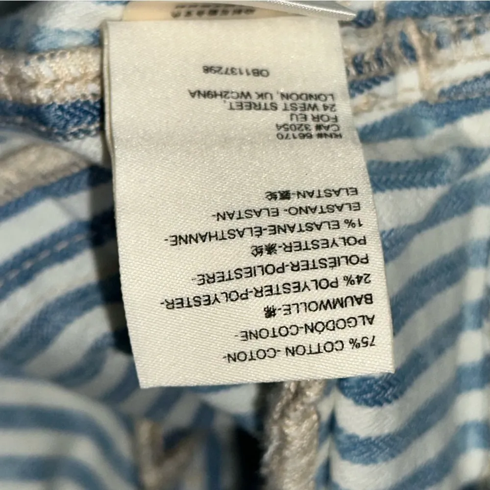 Pilcro Women’s 28 Blue White Striped Ultra High Rise Patch Pocket Denim Shorts - Image 7