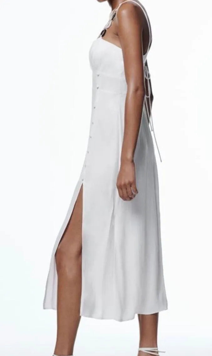 dress midi satin effect corset style with chains - Image 3