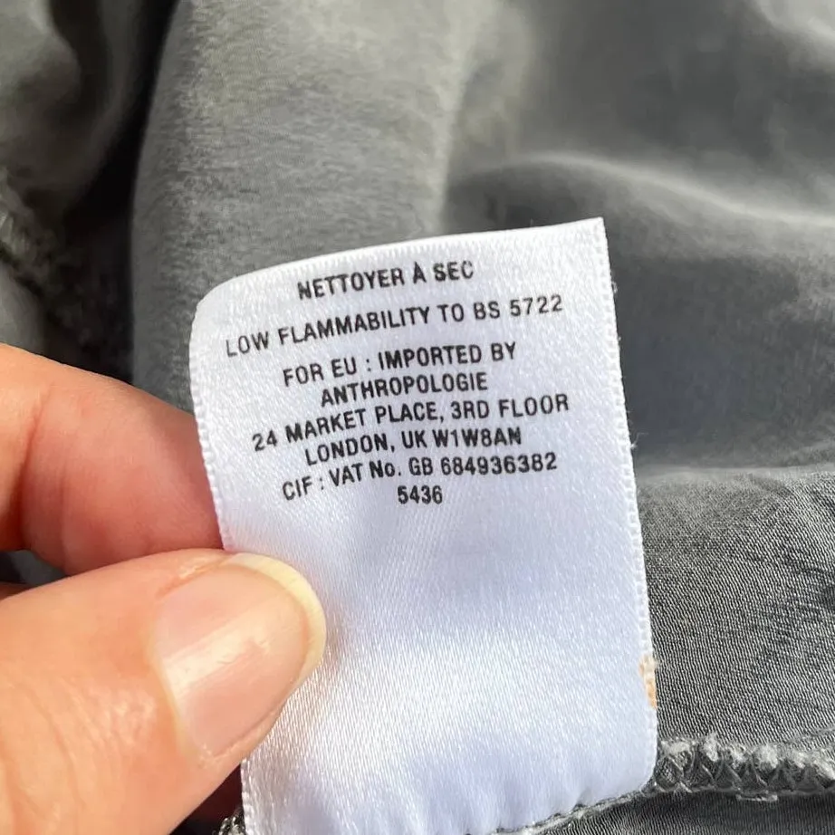 HD in Paris 100% Silk Ruffle Womens Top XS Romantic Cottagecore French Gray - Image 9