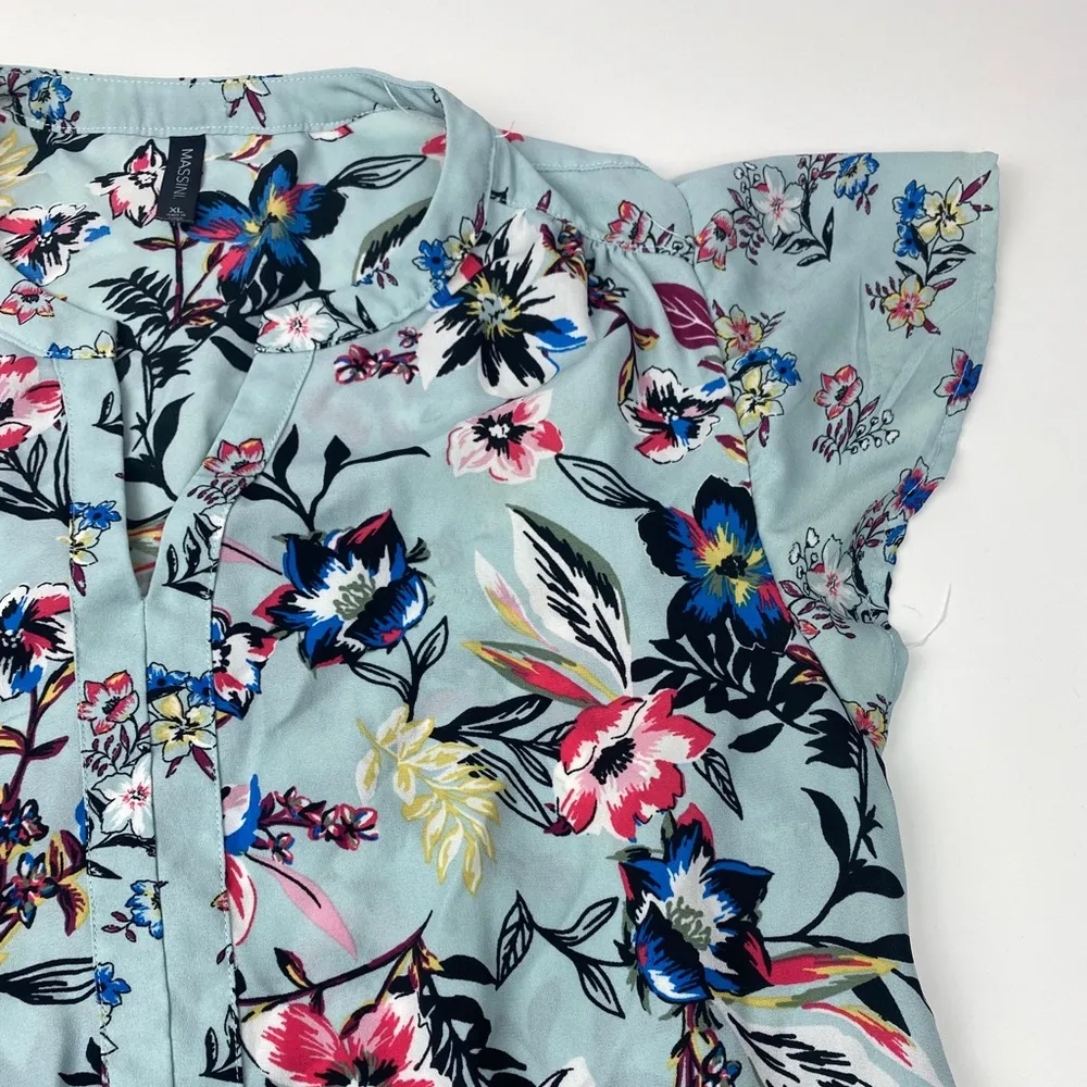 Massini Blue Multicolor Floral Print Dress Size XL Women’s - Image 6