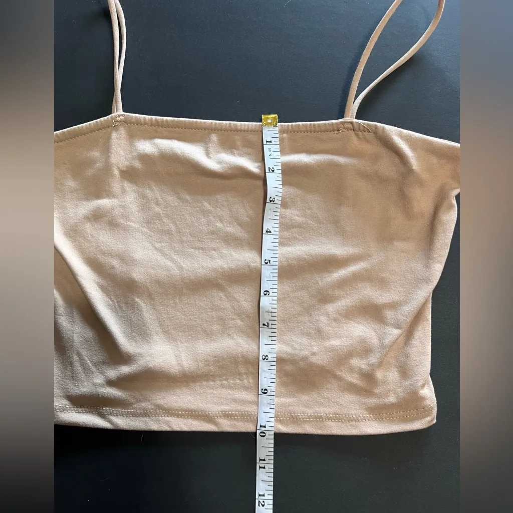 FADED ROSE Tan Soft Tank Top Open Back Diamond Inspired Strap Back Sz S EUC - Image 8