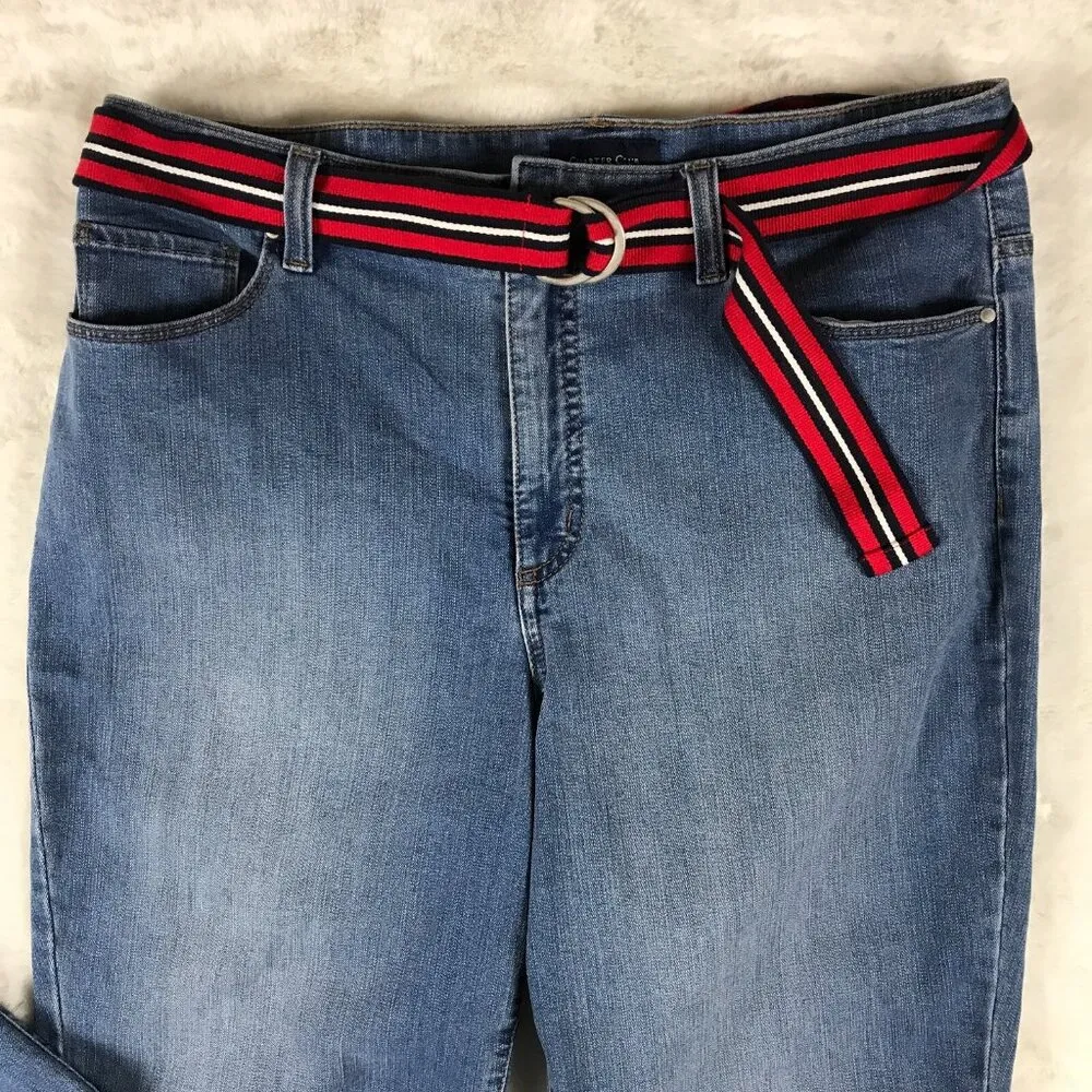 CHARTER CLUB Women's Straight Leg Belted Jeans NWD 12 - Image 2