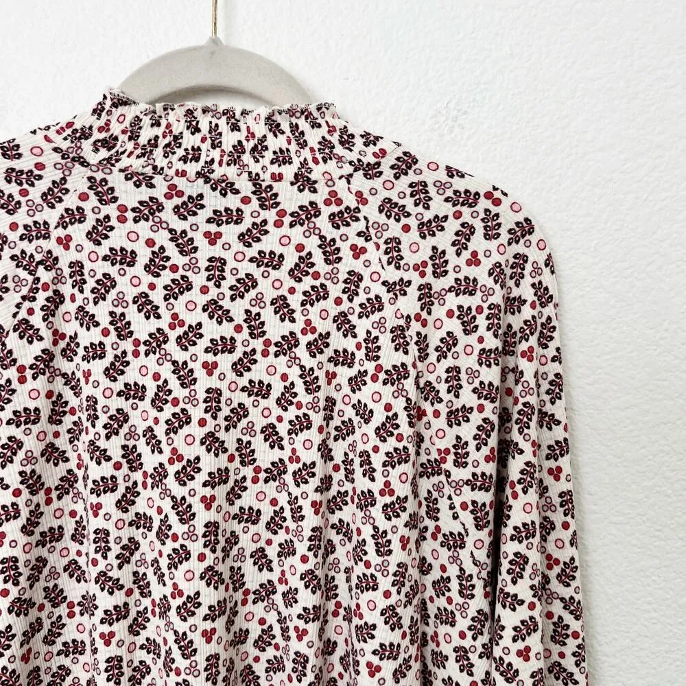 [Torrid] Floral Print Chocker Neck Textured Jersey Knit Smocked Hem Blouse Sz 2X - Image 6