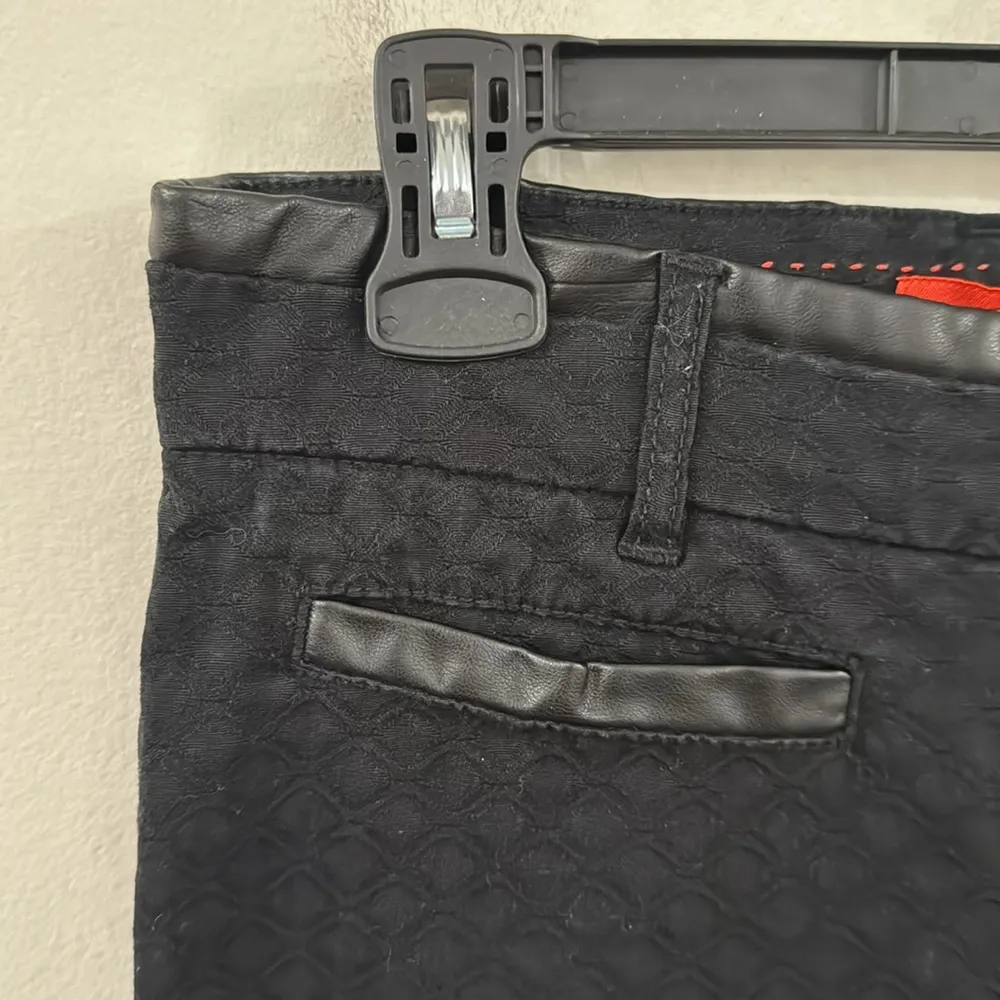 Anthropologie Cartonnier Charlie Ankle black Faux leather trim pants size 2 Blue - Image 6