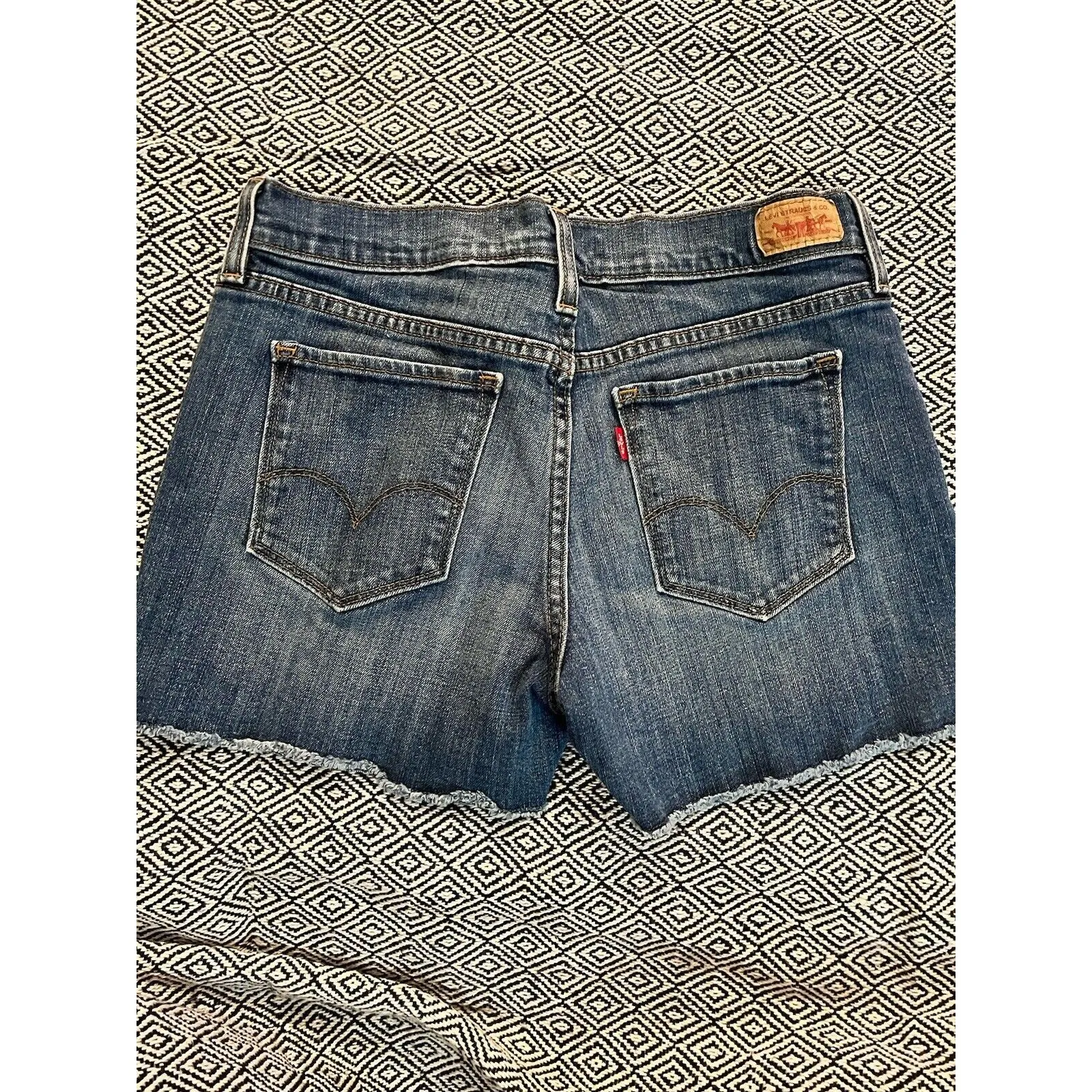 Levis 501 Womens Cut Off Shorts High Waist Blue Button Fly Size 4 - Image 2