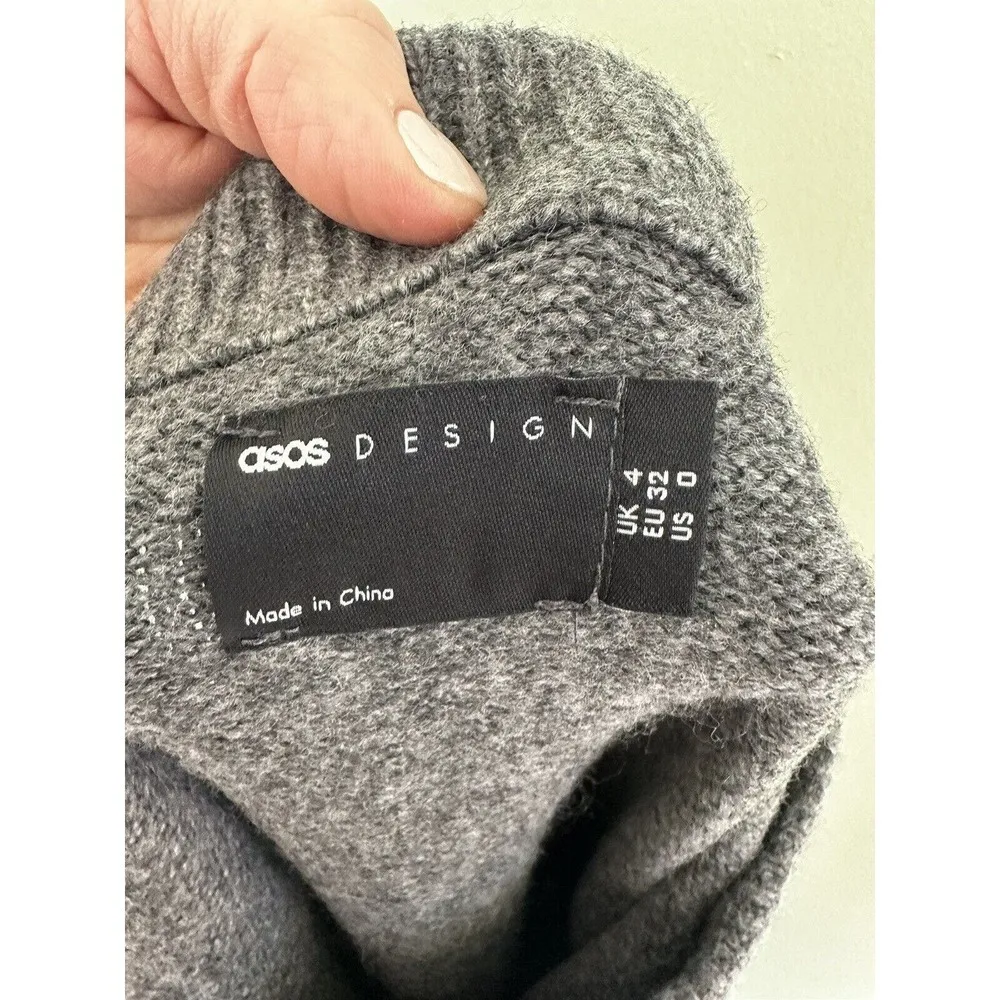 ASOS Knitted Midi Skirt Grey Side Slit Size 0 Ribbed Minimalist Capsule Wardrobe - Image 6