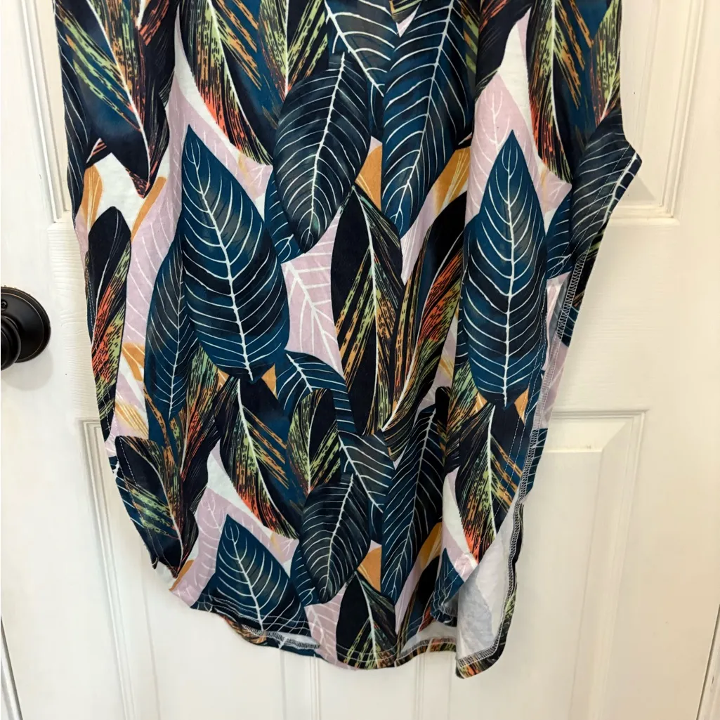 ANRABESS Sleeveless Tropical Leaf Print Maxi Dress Green Size M - Image 9