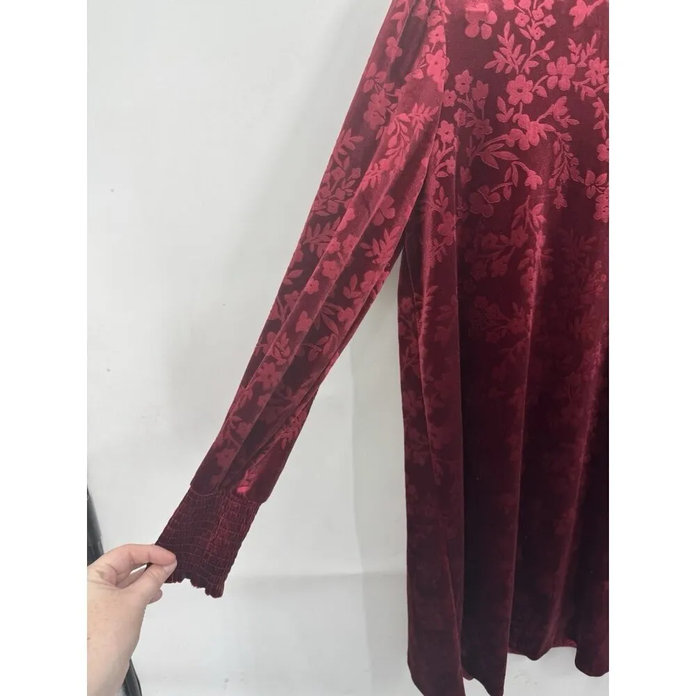 Matilda‎ Jane Just Imagine Melanie Dress Women Large Red Velour Floral Mini - Image 9