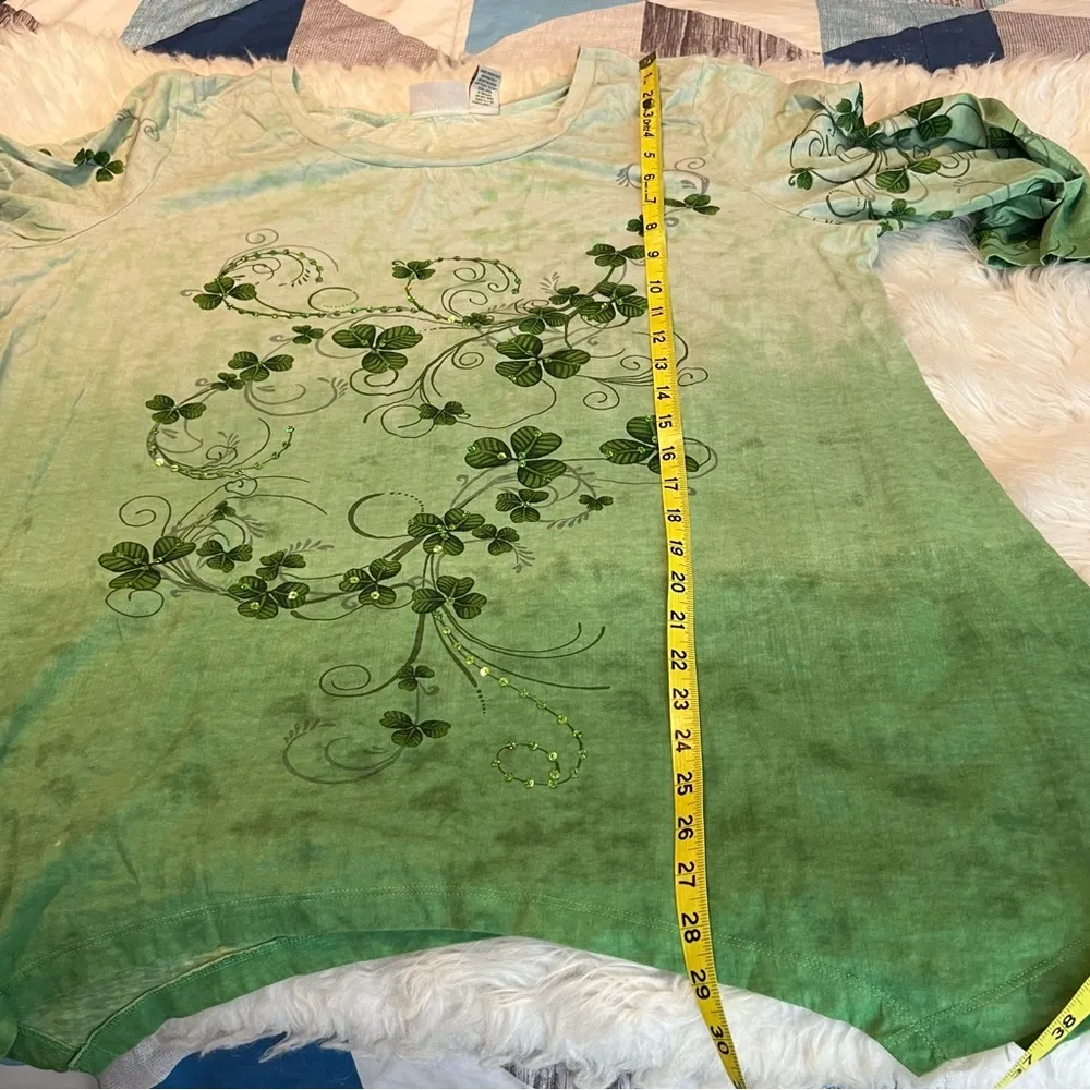 Collections Etc ombré Tunic Top 3 Leaf Clovers Women’s Size XXL Shark Bite Hem - Image 7