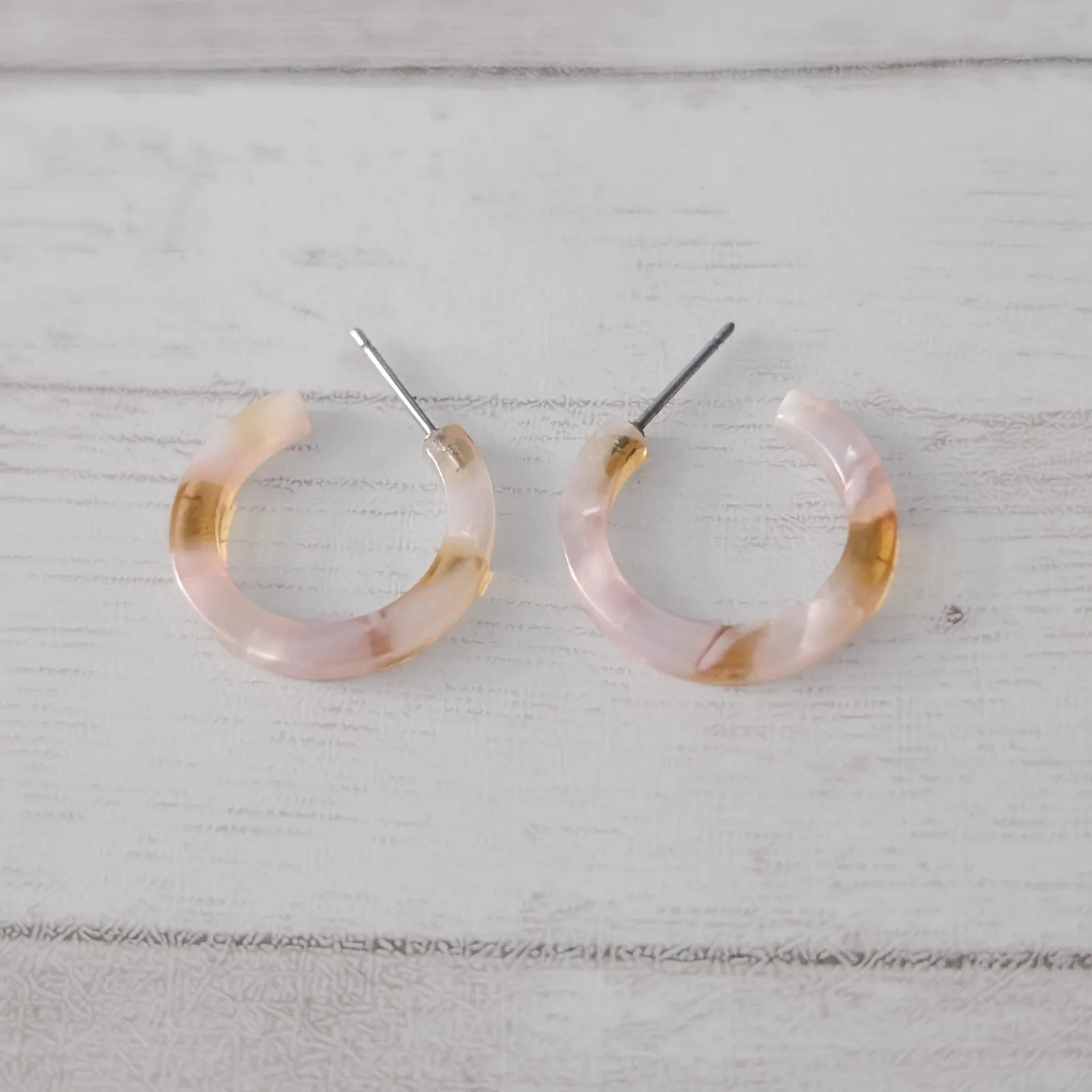 Vintage Stud Earrings Retro Multi Tone Hoops - Image 2