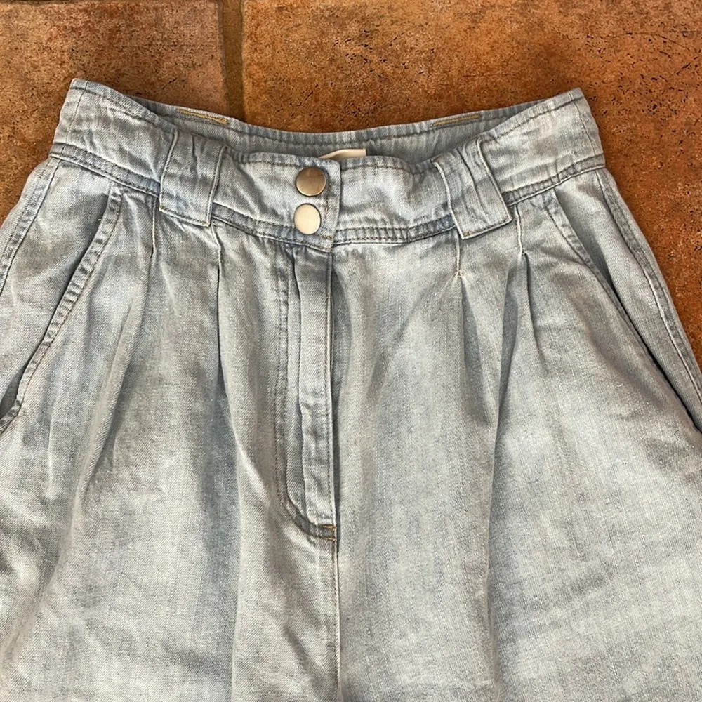 WRAP LONDON hemp & organic cotton wide leg chambray cropped pant size 2 - Image 2