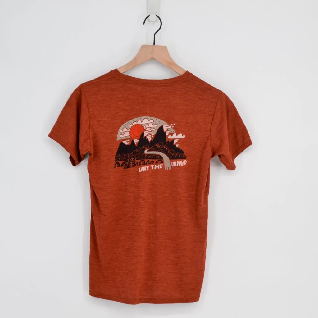Patagonia Capilene Daily Cool Graphic T-Shirt Like The Wind Burl Red SS Small S - Image 3