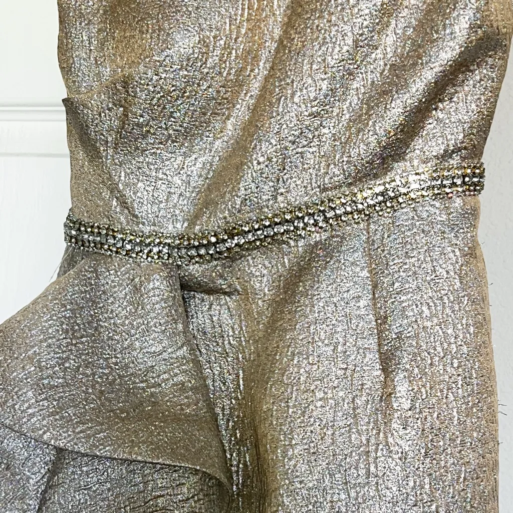 Mac Duggal  Women's One Shoulder Metallic Ruffled Evening Gown - Image 6