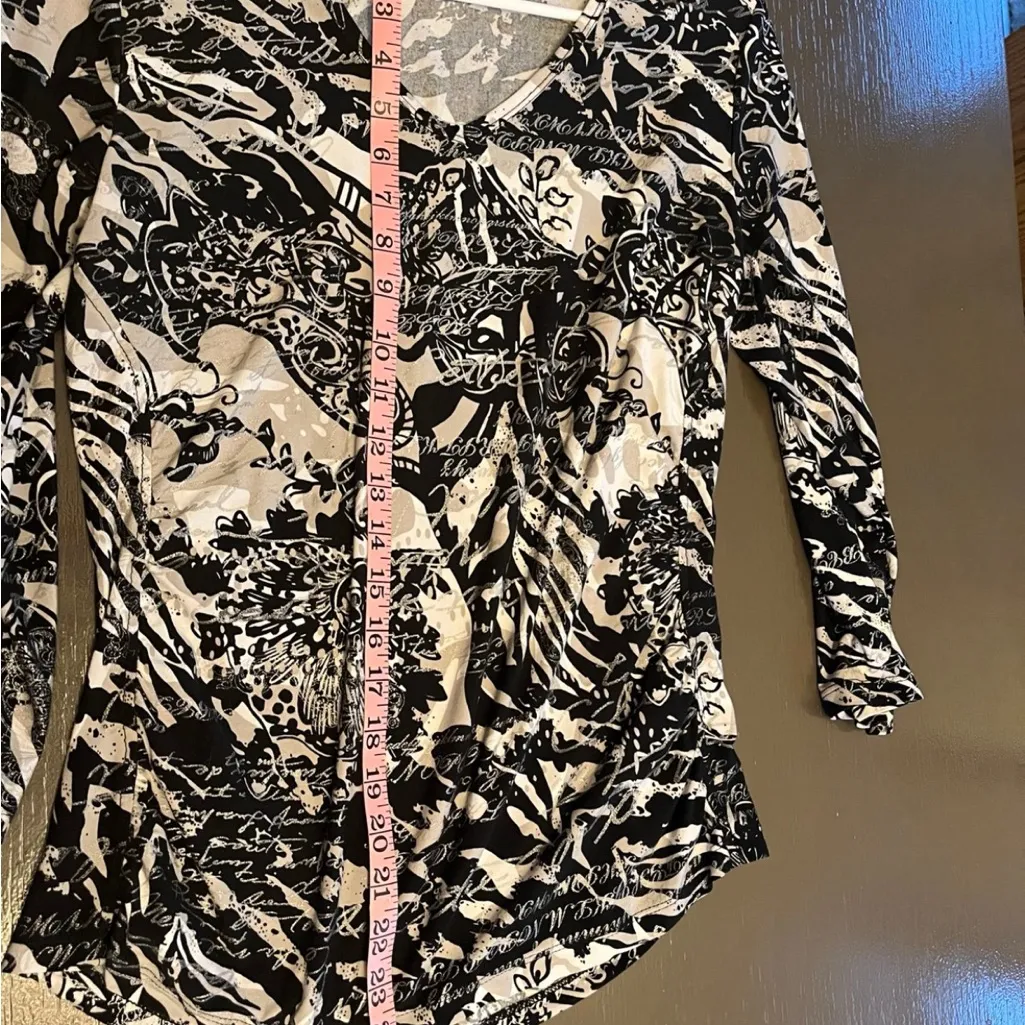 Peter Nygard Black and Cream‎ Blouse Elegant Top - Image 6