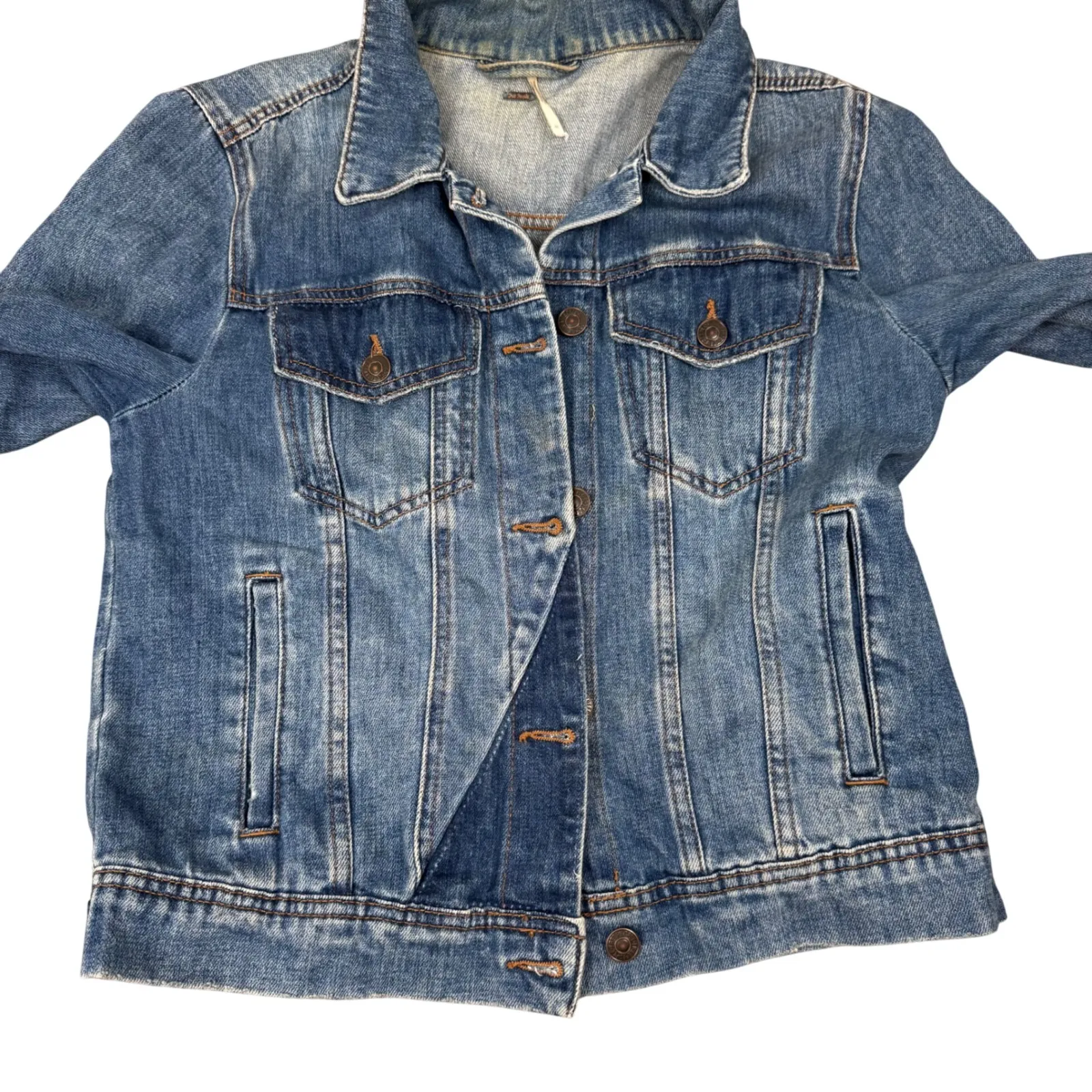 Free People Rumors Two Tone Denim Patchwork Jean Jacket Women's Size Medium - Image 8