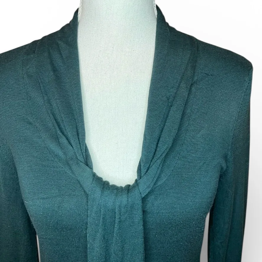Banana Republic teal Long Sleeve sweater dress draped v-neck silk blend - Image 2