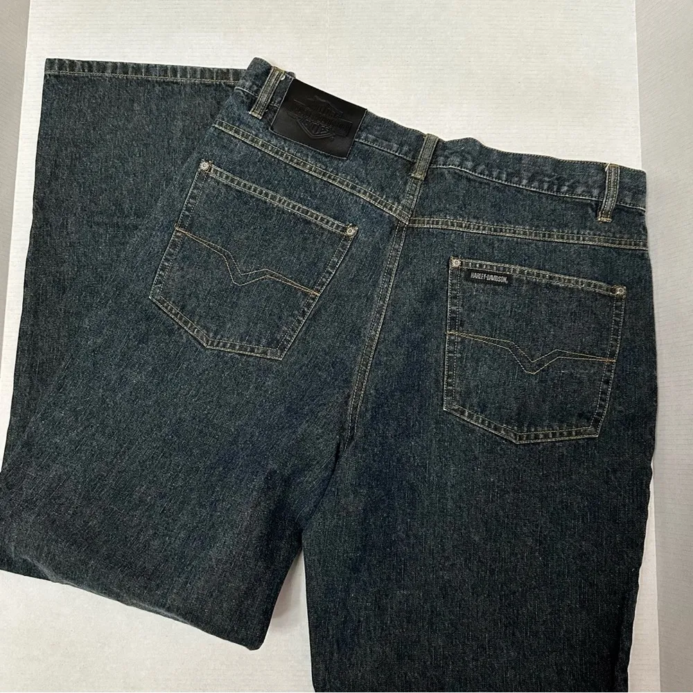 Harley Davidson Womens Sz 12 Dark Wash High Rise Straight Leg Denim Jeans Moto - Image 6