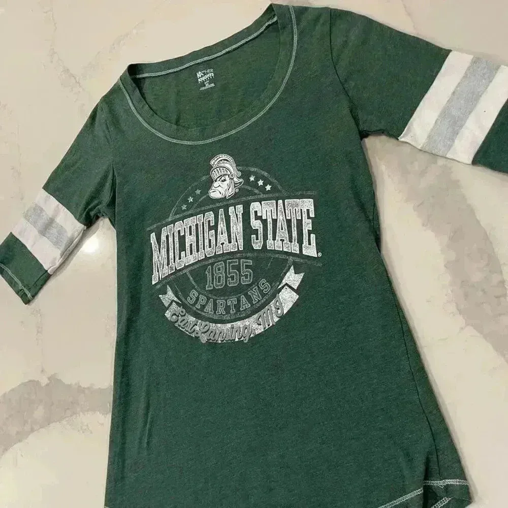 Michigan State University Spartans KA For Her Apparel Fitted Juniors Size Small Green - Image 2