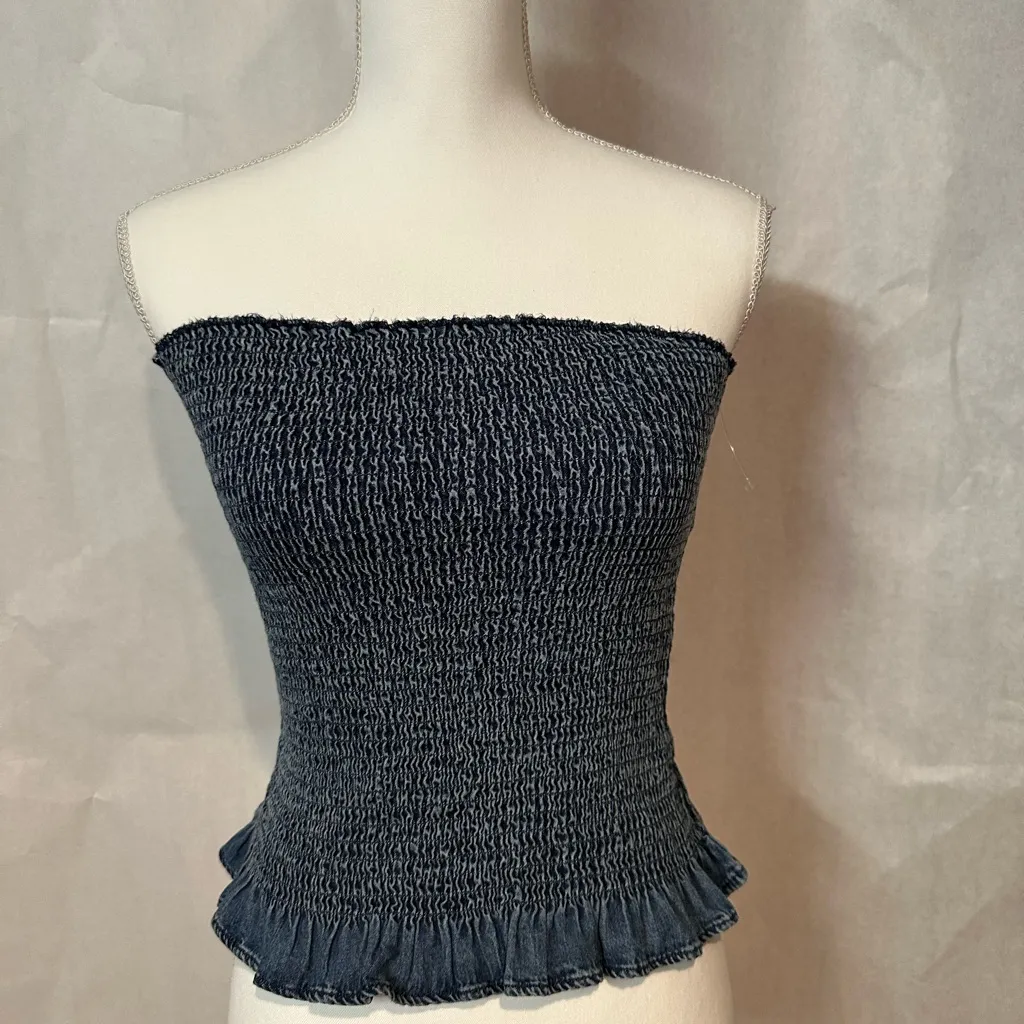 ZARA  Navy Smocked Top - Image 6
