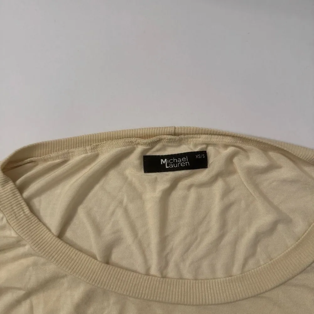 Michael Lauren Cream Oat Hunter Draped Tee Size X-Small/Small NWOT - Image 4