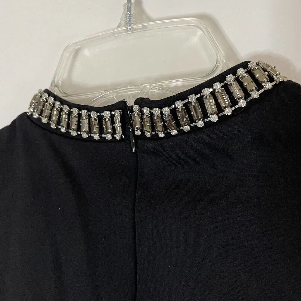 Adrienne Vittadini black sleeveless jeweled collar cocktail mini dress size US 2 - Image 7