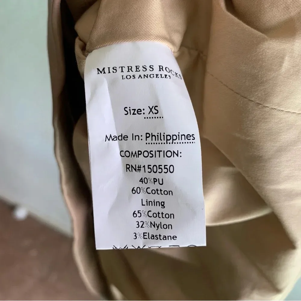 Mistress Rocks Vegan Leather Biscuit Deep Plunge Mini Dress Sz XS - Image 6