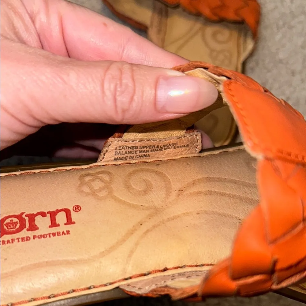 Born Handcrafted Footwear Orange Braided Leather Thong Sandals Women's 6 Tan - Image 4