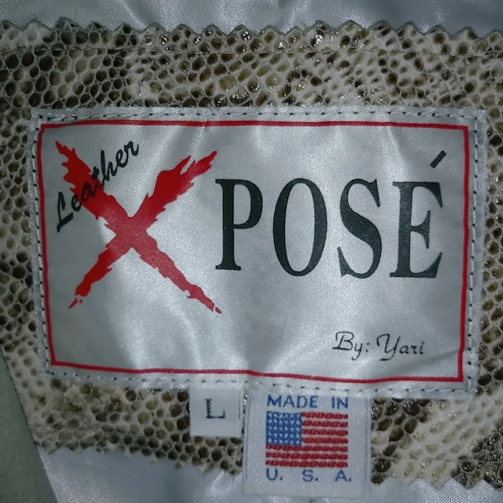 Xpose L Reptile Snake Leather Beige Snap Jacket Shacket Size L - Image 8