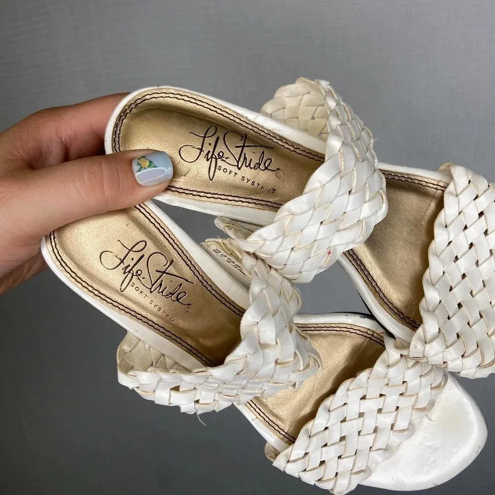 Life Stride  | White Strappy‎ Slip On Heels 6 - Image 3