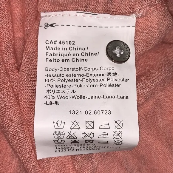 Scotch & Soda Peach 3/4" Sleeve Light Weight V-Neck Sweater Size 1 - Image 11