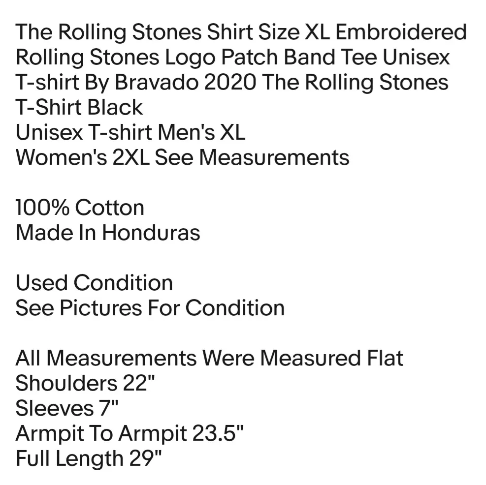 The Rolling Stones Shirt Size XL Embroidered Rolling Stones Logo Patch Band Tee Unisex T-shirt - Image 4