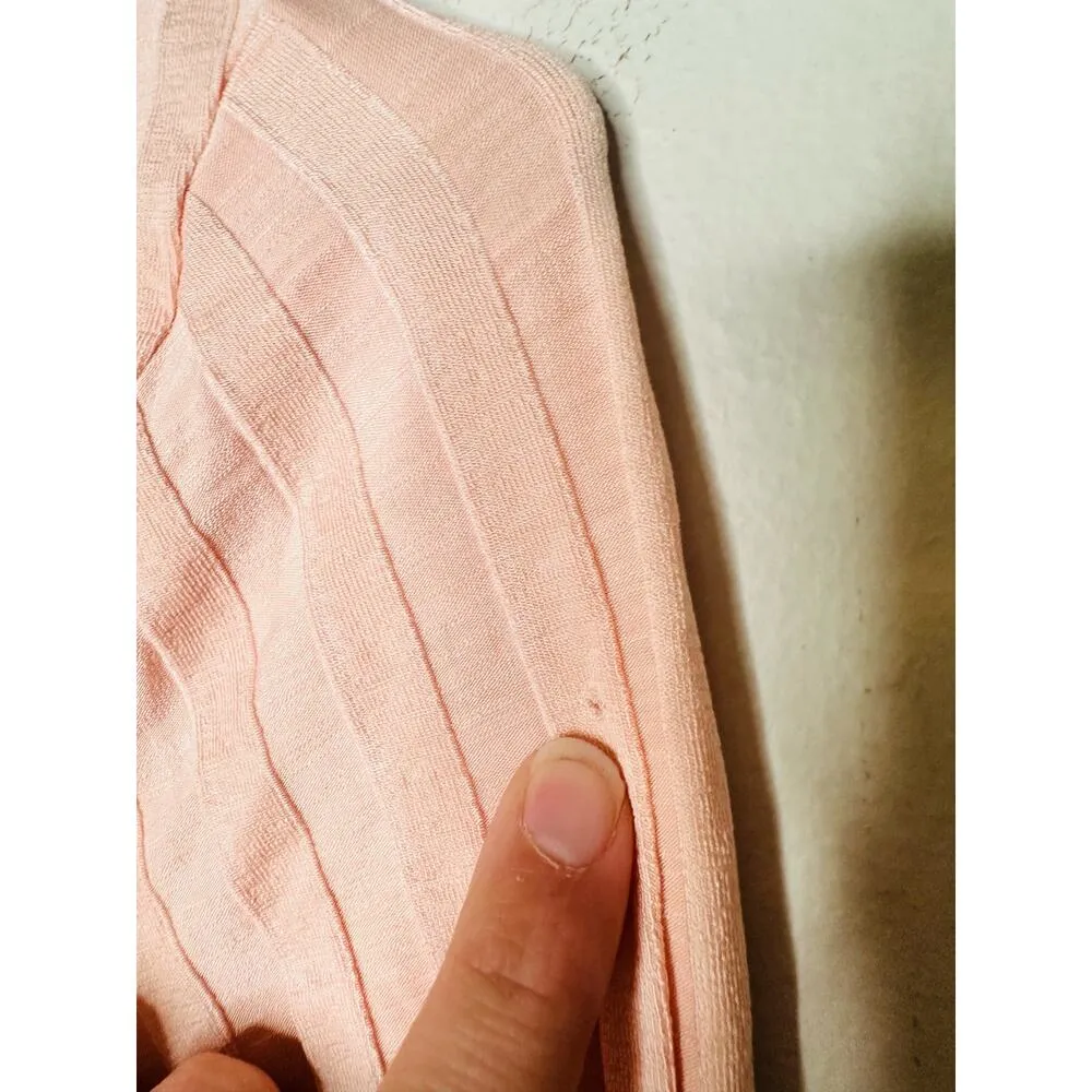 JONATHAN SIMKHAI Pink Val Rib Cropped Polo Long Sleeves Collared Shirt size XS - Image 9