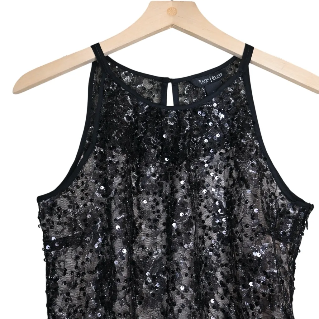 WHBM Women's XS Sequin Black Dressy Sleeveless Lined Tank - Image 3