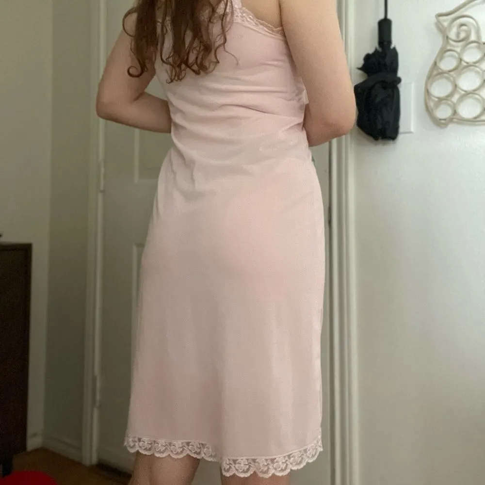 Vintage German‎ Baby Pink Slip Lace Dress SIze Small - Image 3