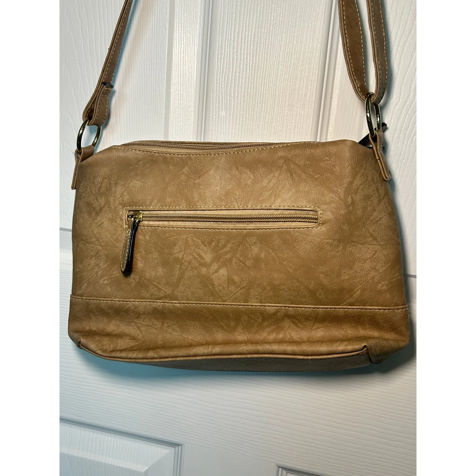 Stone & Co Crossbody Beige Tan Leather Shoulder Bag Multi Pocket‎ Travel Purse - Image 7