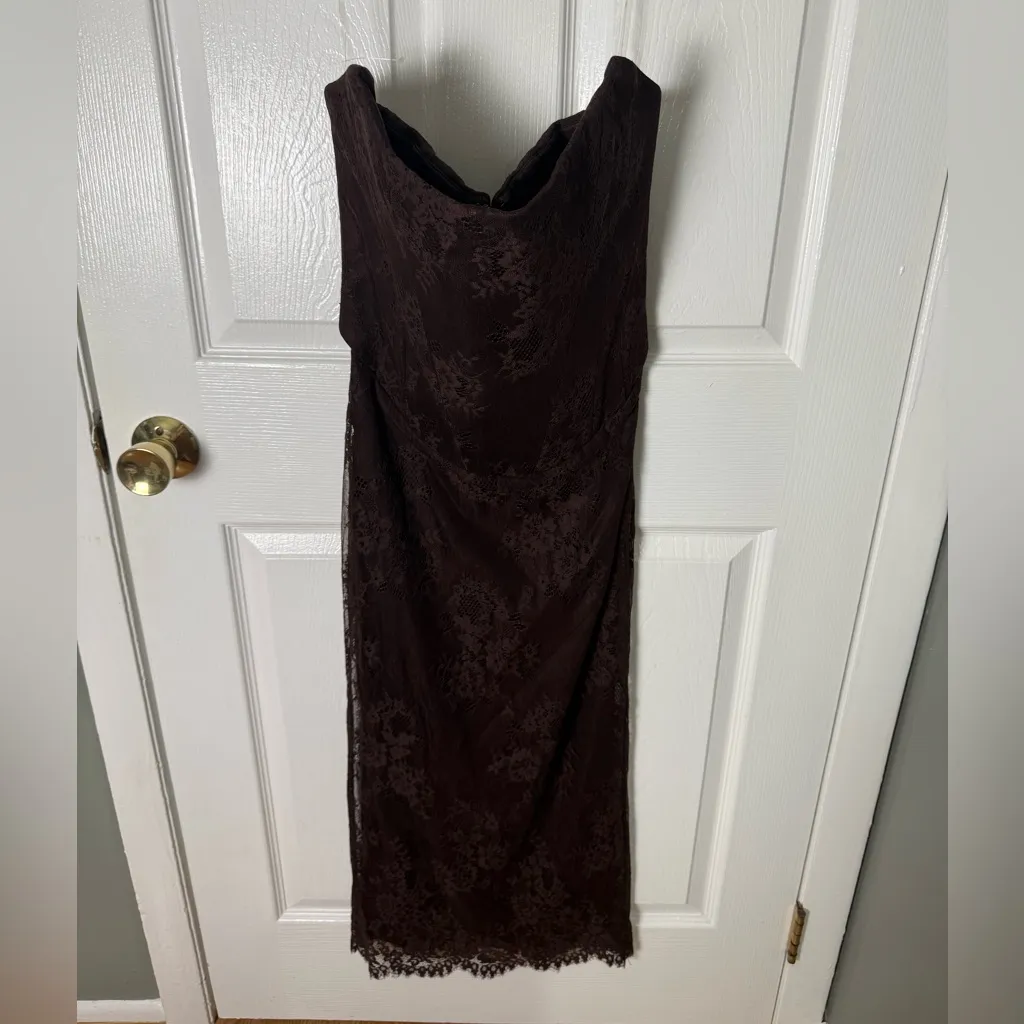 House of CB Larra Bitter Chocolate Lace Corset Midi Dress M - Image 3