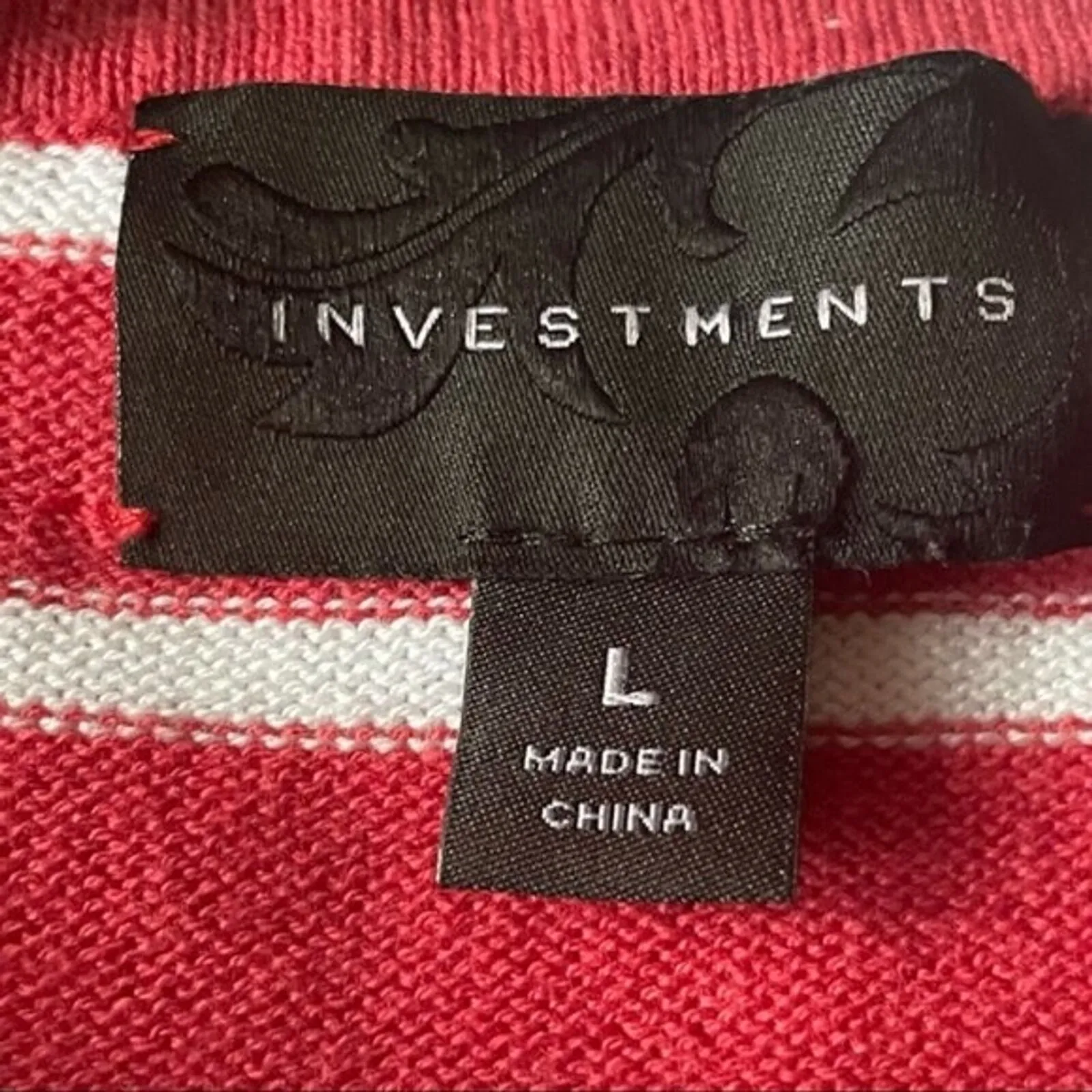 Investments · Medium · Pink White Striped Sweater · Crewneck Pullover Soft Knit - Image 6