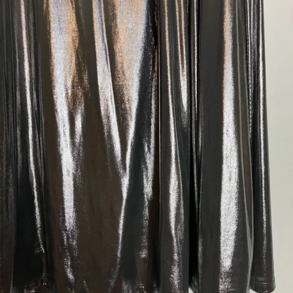 Torrid Silver Gray Liquid Flowing Metallic Flare Skirt - Image 6