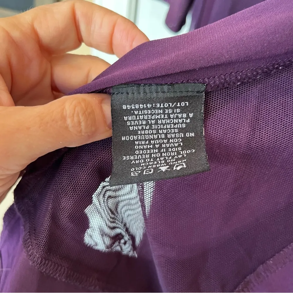 R & M Richards Vintage Open Front Top Duster Sheer Purple Long Sleeve XL  Loose - Image 7