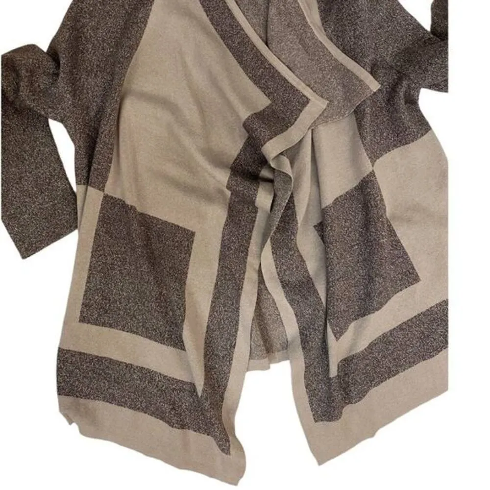 Alfred Dunner Crescent Sparkle Waterfall Cardigan Gray Silver Holiday EUC - M - Image 5