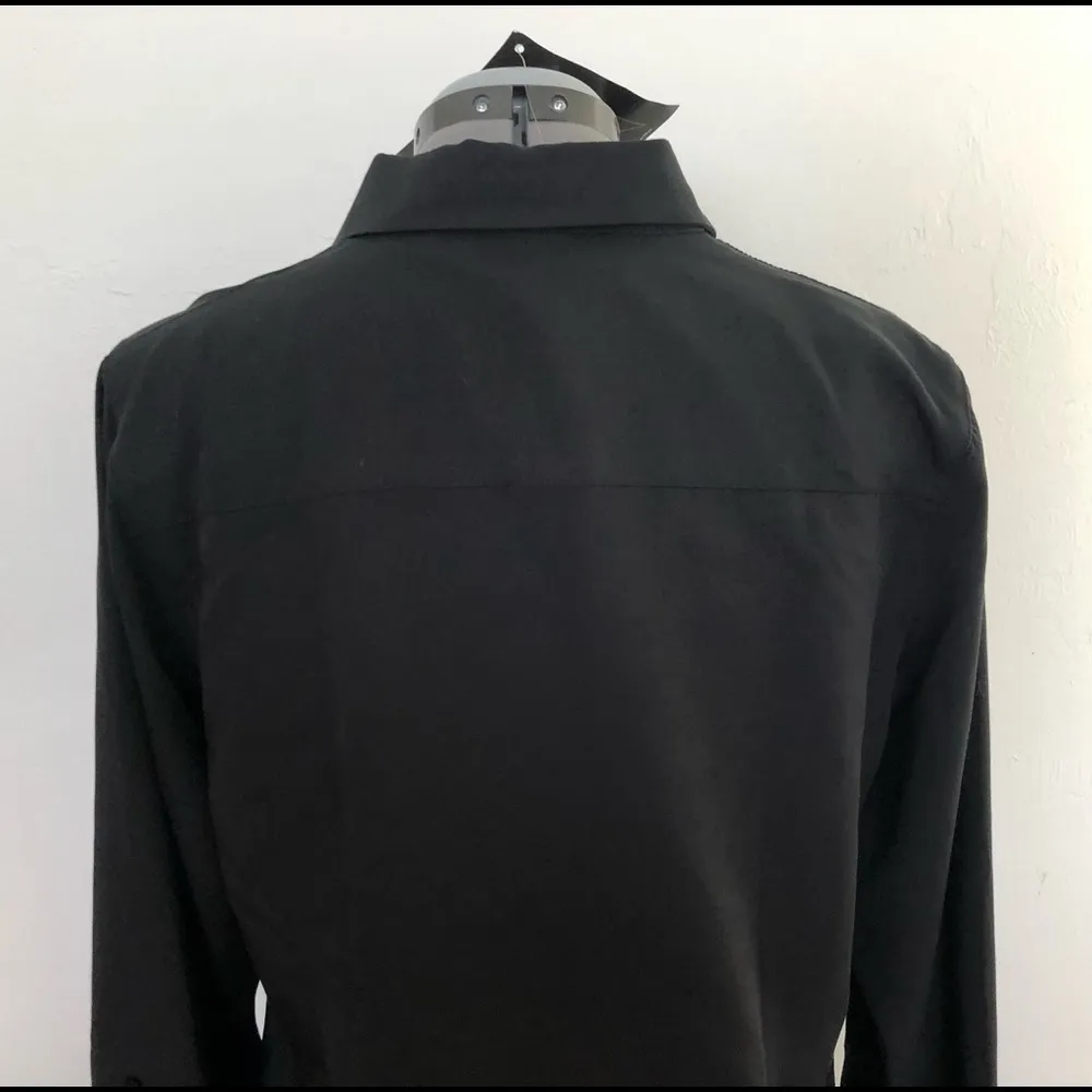 IMAN Womens Shirt Black Diamante Collar Size Medium Black long Sleeves New - Image 7