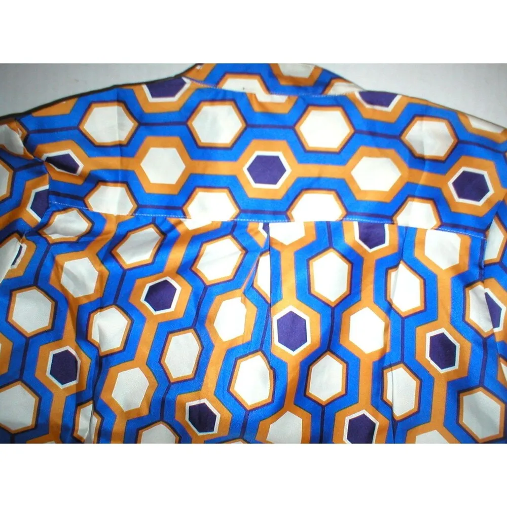 Womens New The Limited Blouse Work Play Blue Orange Cream Geometric Purple S Top - Image 12
