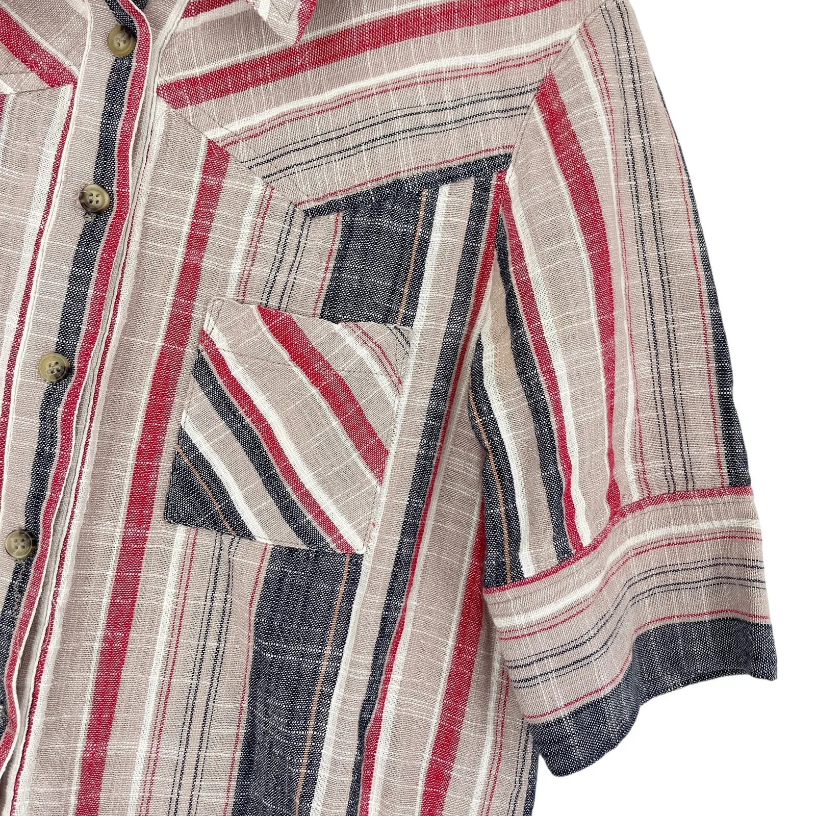 XiRENA Weslyn Button Up Short Sleeve Striped Shirt 100% Cotton Size Small - Image 6