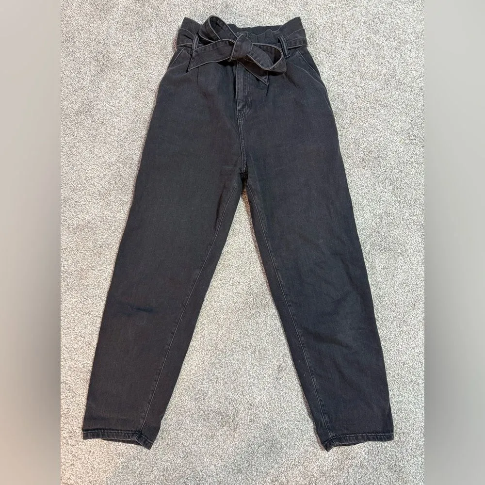 AllSaints Ralita Paperbag High-Rise Cropped Jeans – Black – Size 2 - Image 7