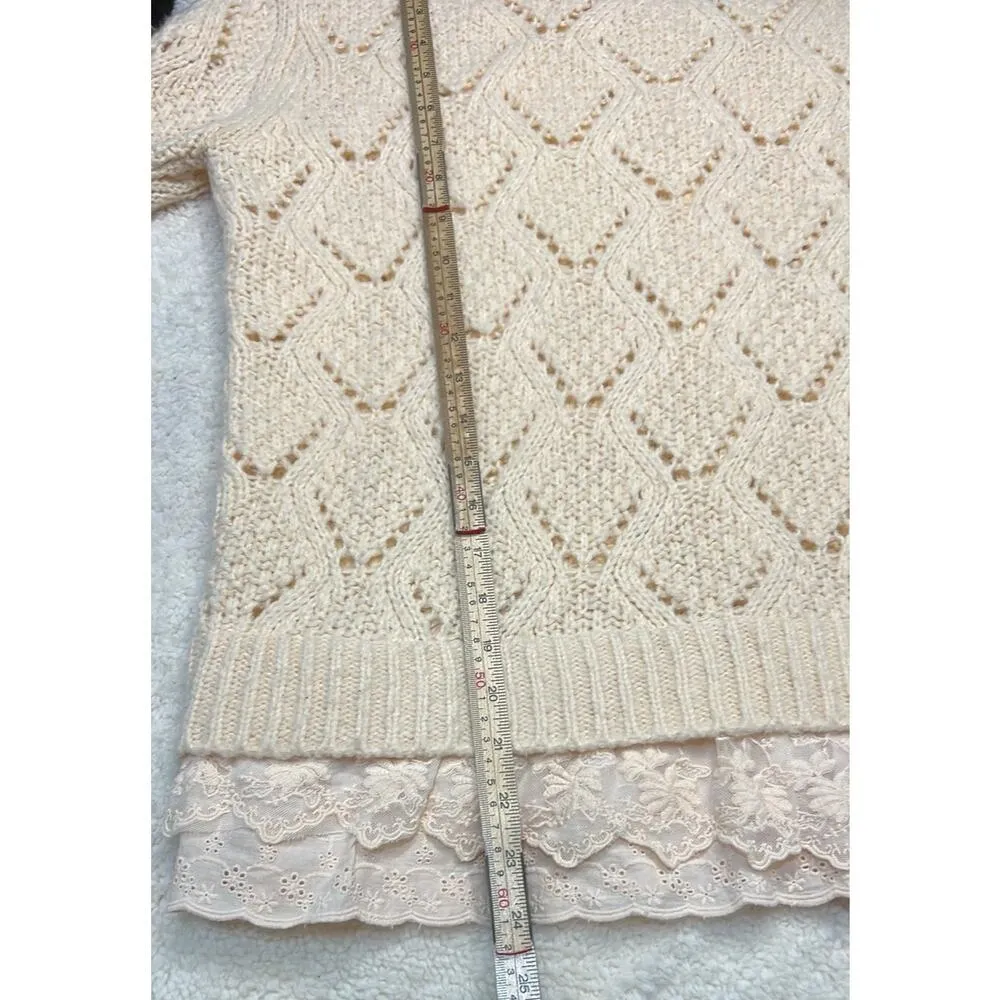 Anthropologie Lili's Closet Button Back Beige Sweater Size Small - Image 6
