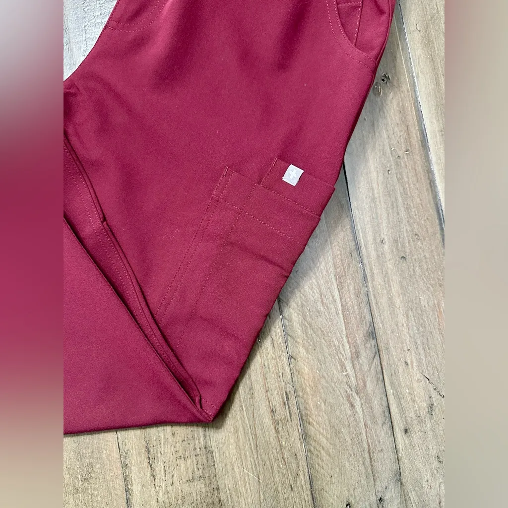 NWT FIGS High Waisted Yola Skinny Scrub Pants - XSP - Burgundy - Image 10